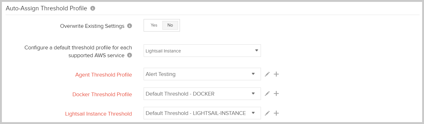 Automatically assign threshold profiles for Lightsail monitors.