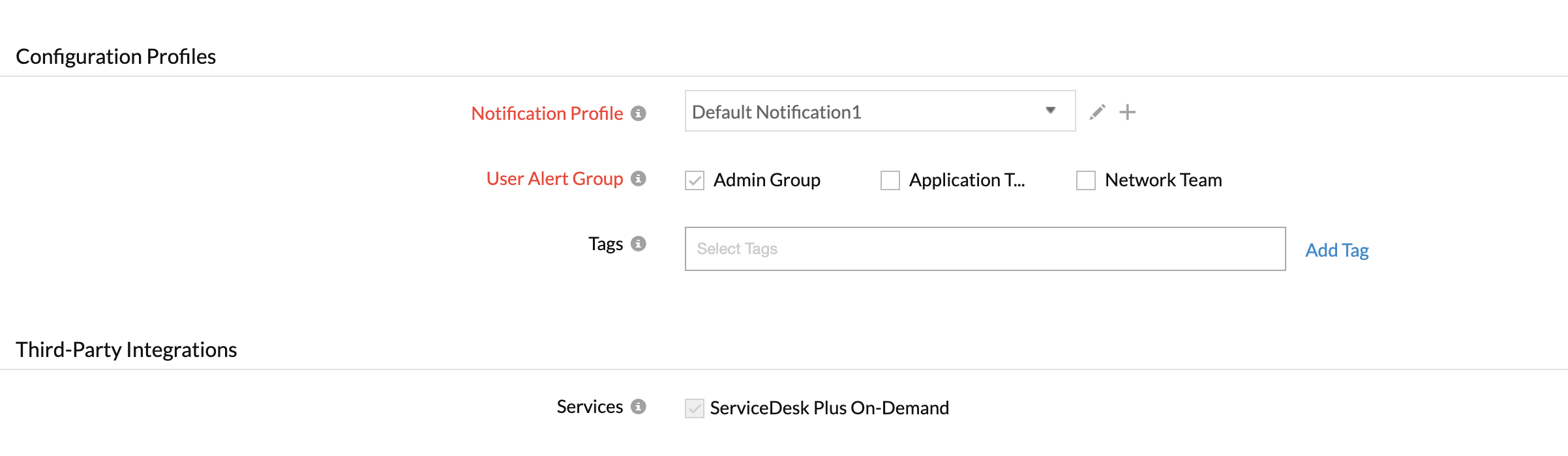 AWS resource monitoring configuration Profile