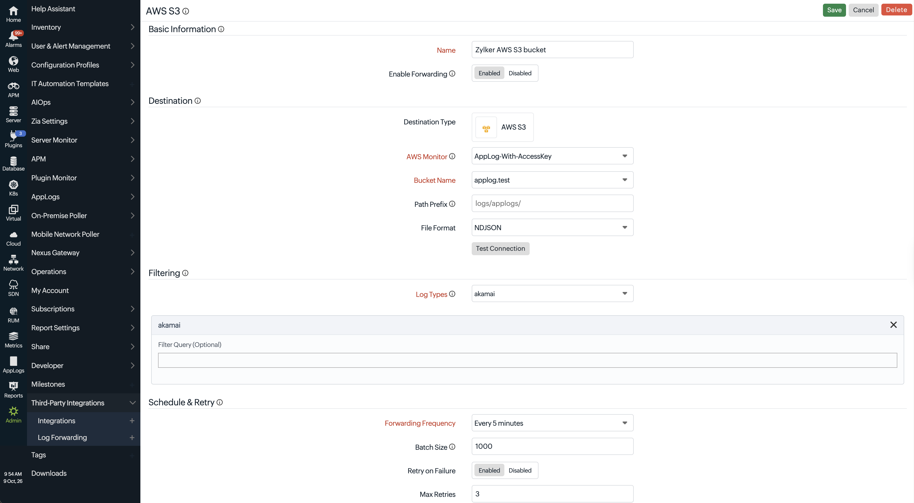 AWS S3 log forwarding AWS S3 log forwarding configuration