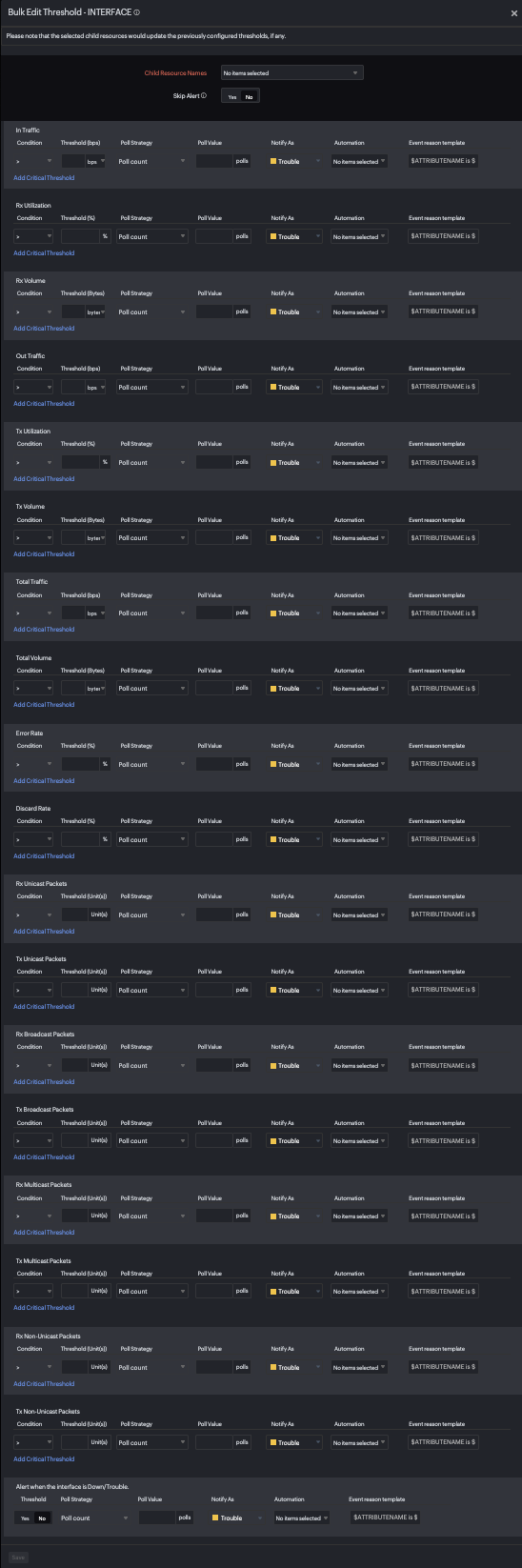 Bulk edit interface threshold