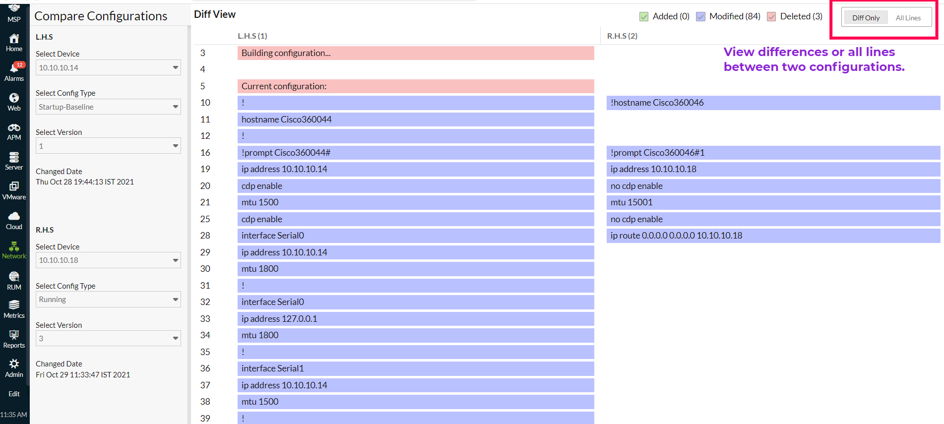 Compare Configurations