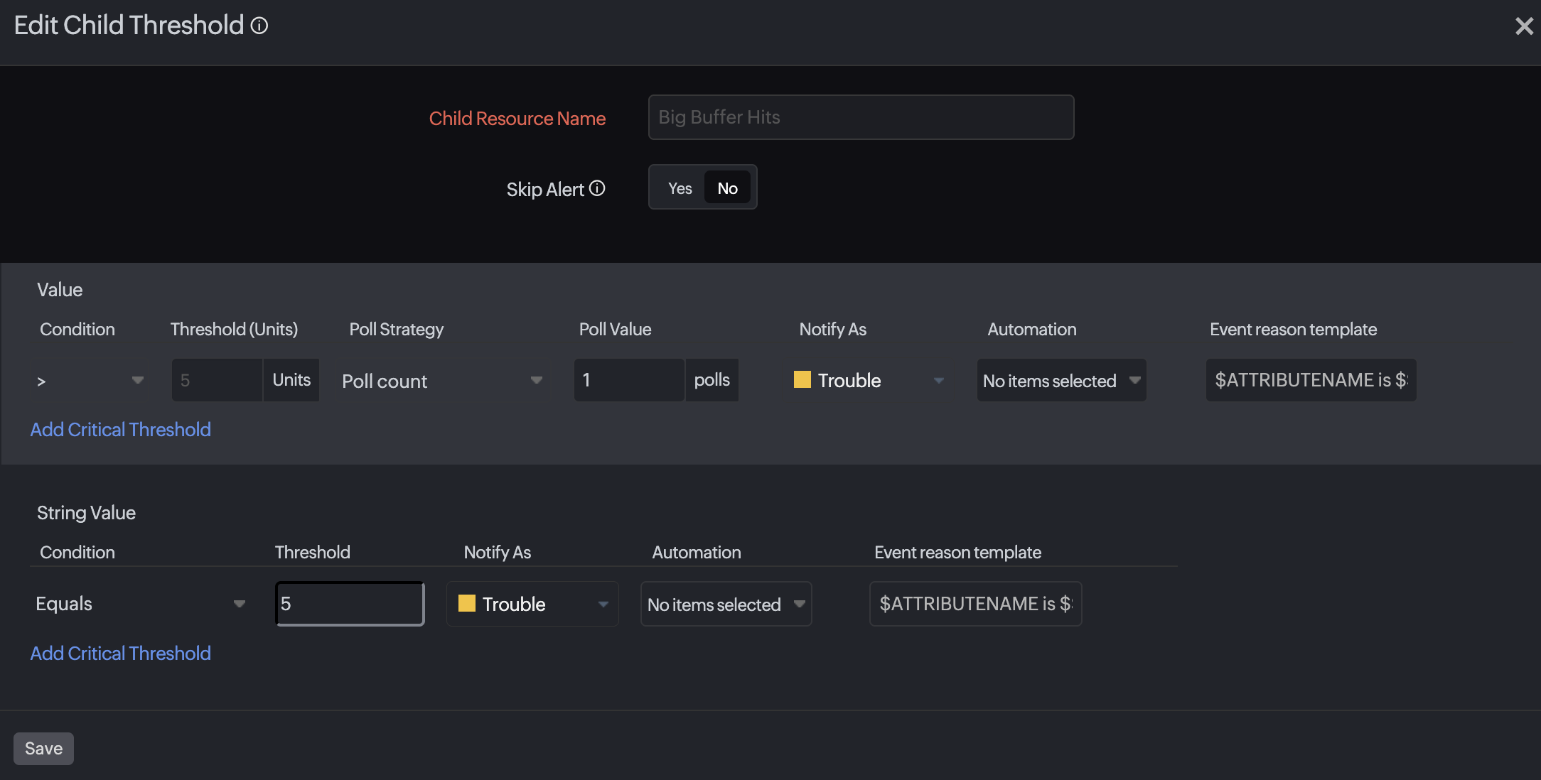 Edit child threshold