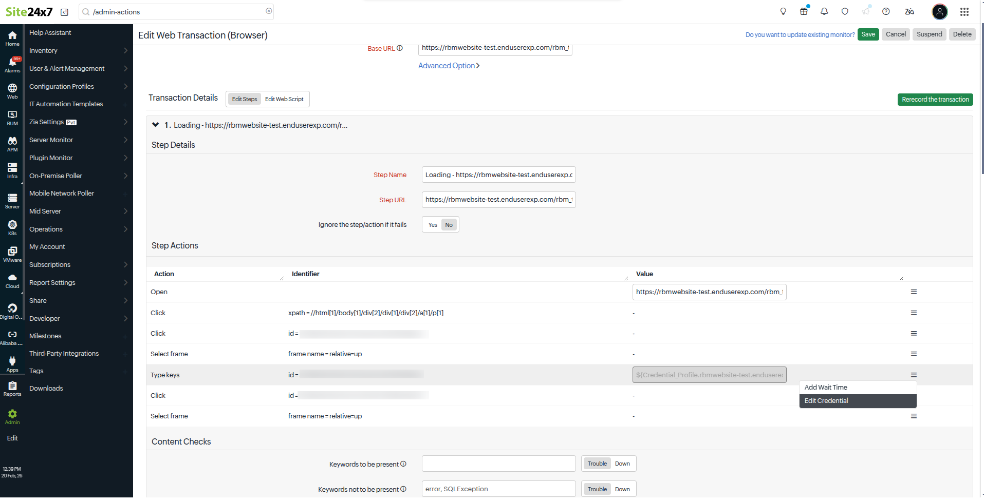 Edit Credential Option Edit Credential Option