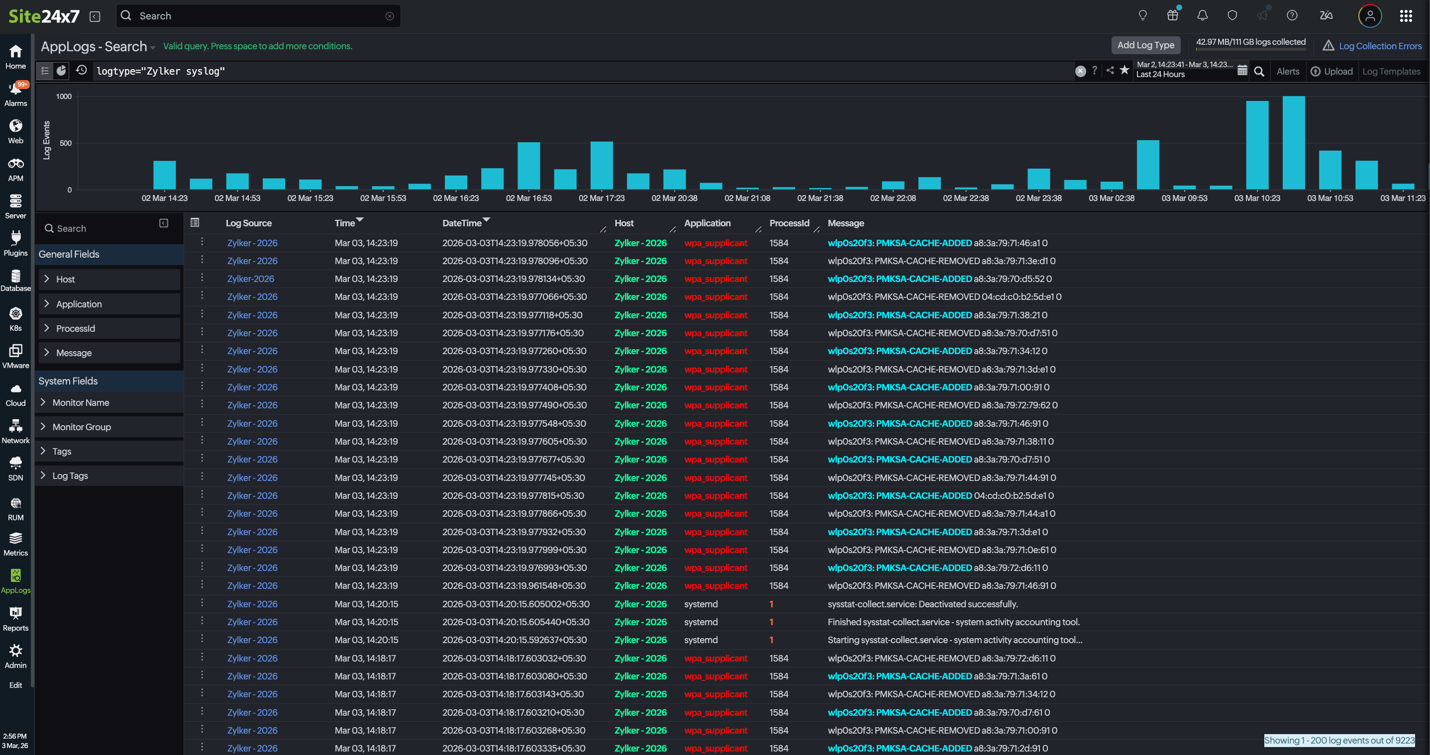 Colors applied in log search Colors applied in log search