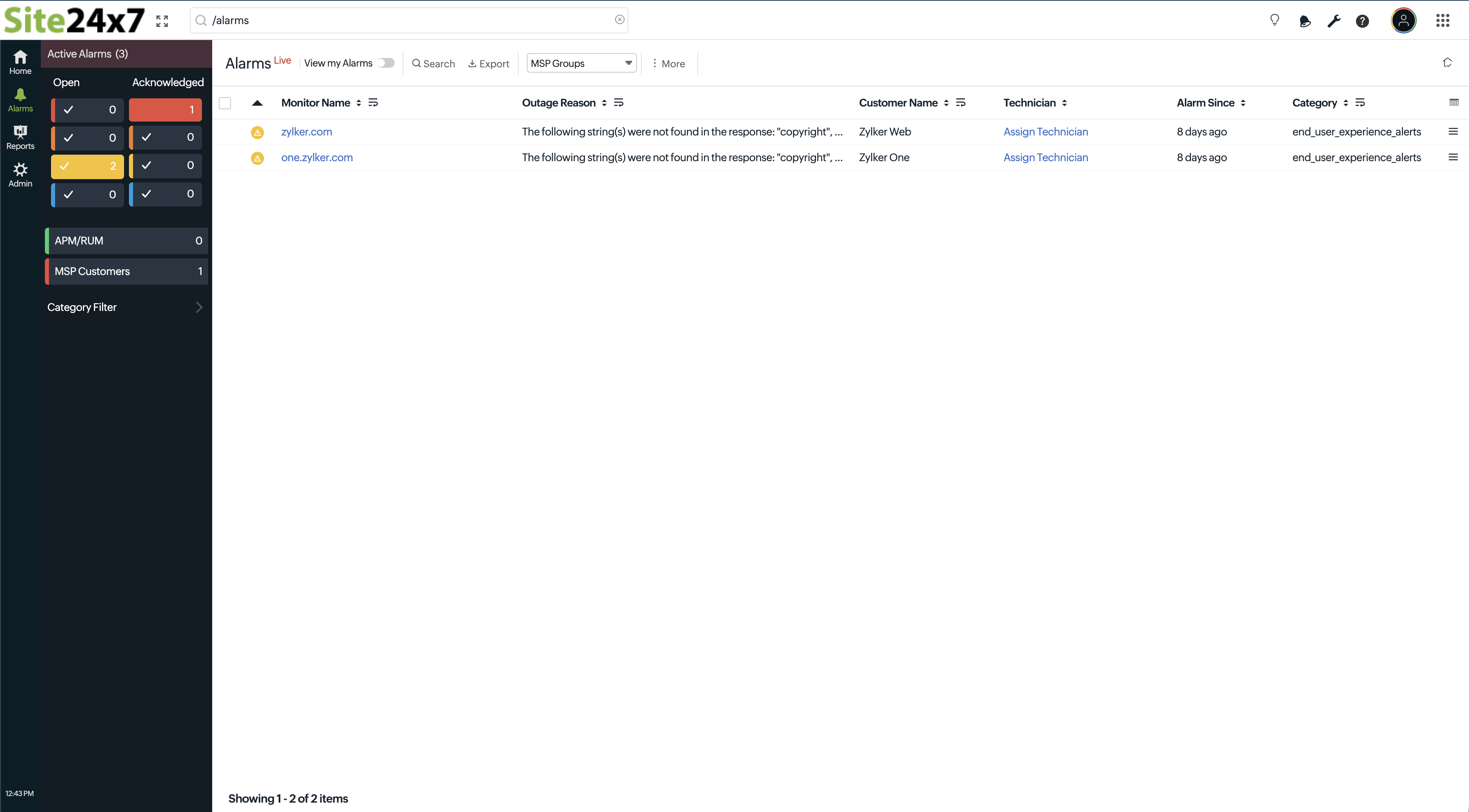 alarms-filter acknowledge alarms-filter acknowledge