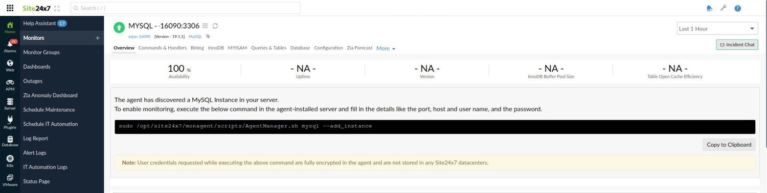 Sample MySQL monitor