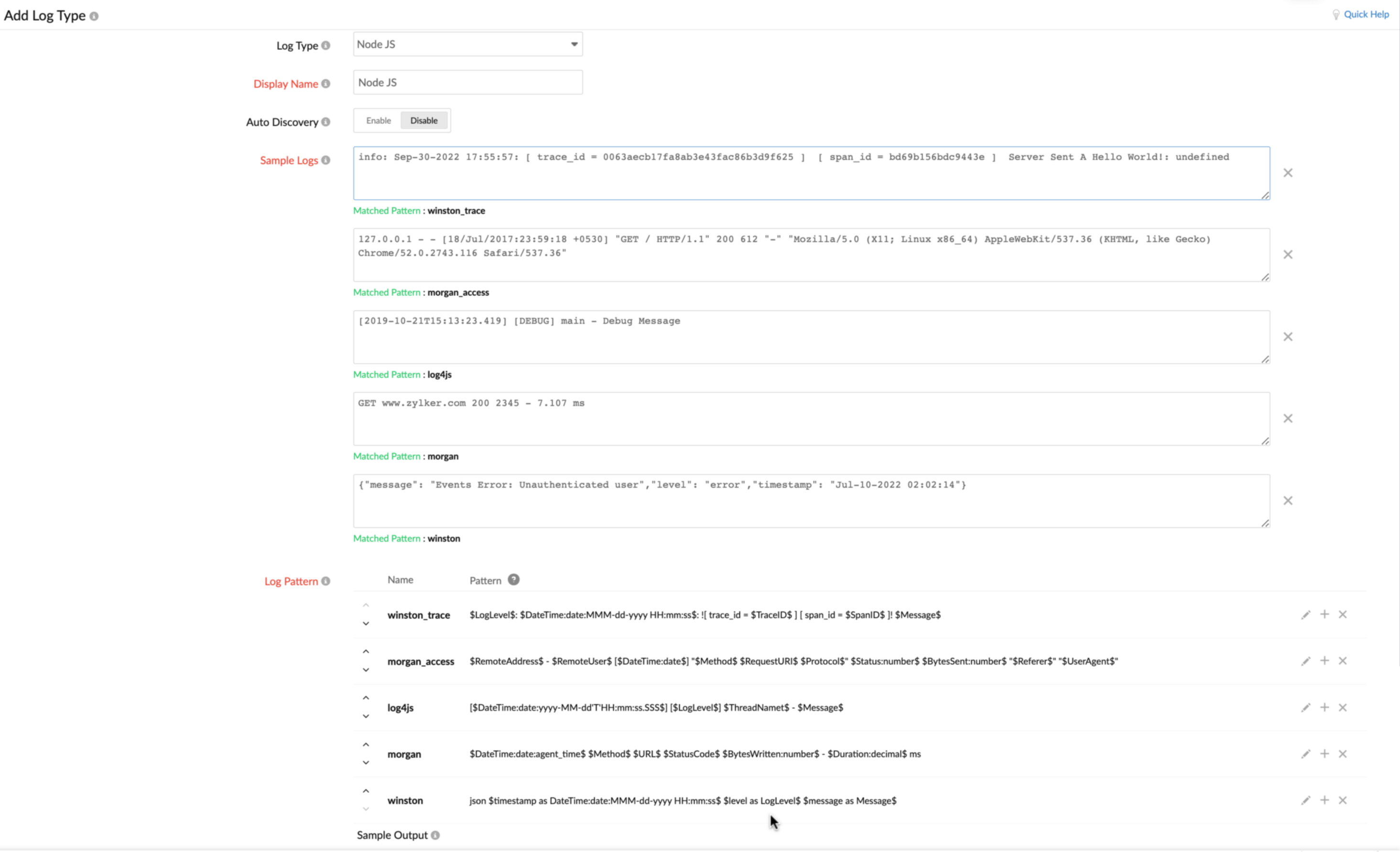 Log profile