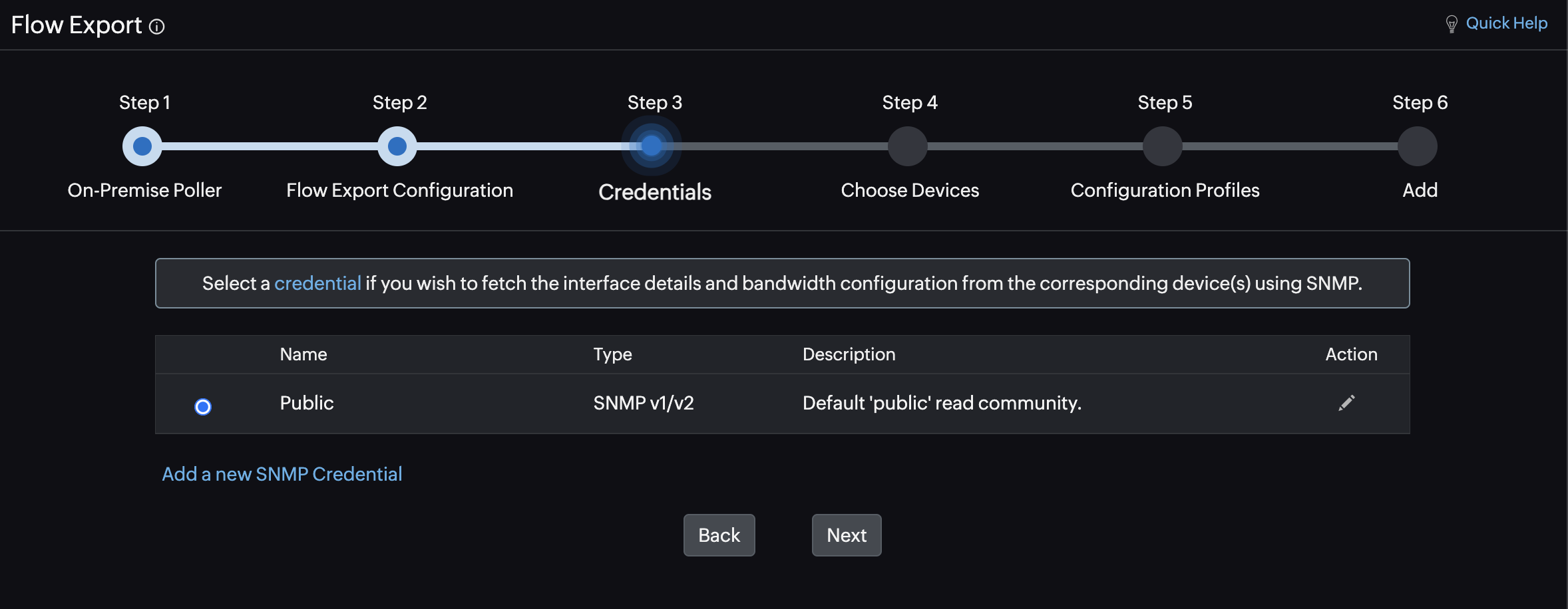 Select a credential