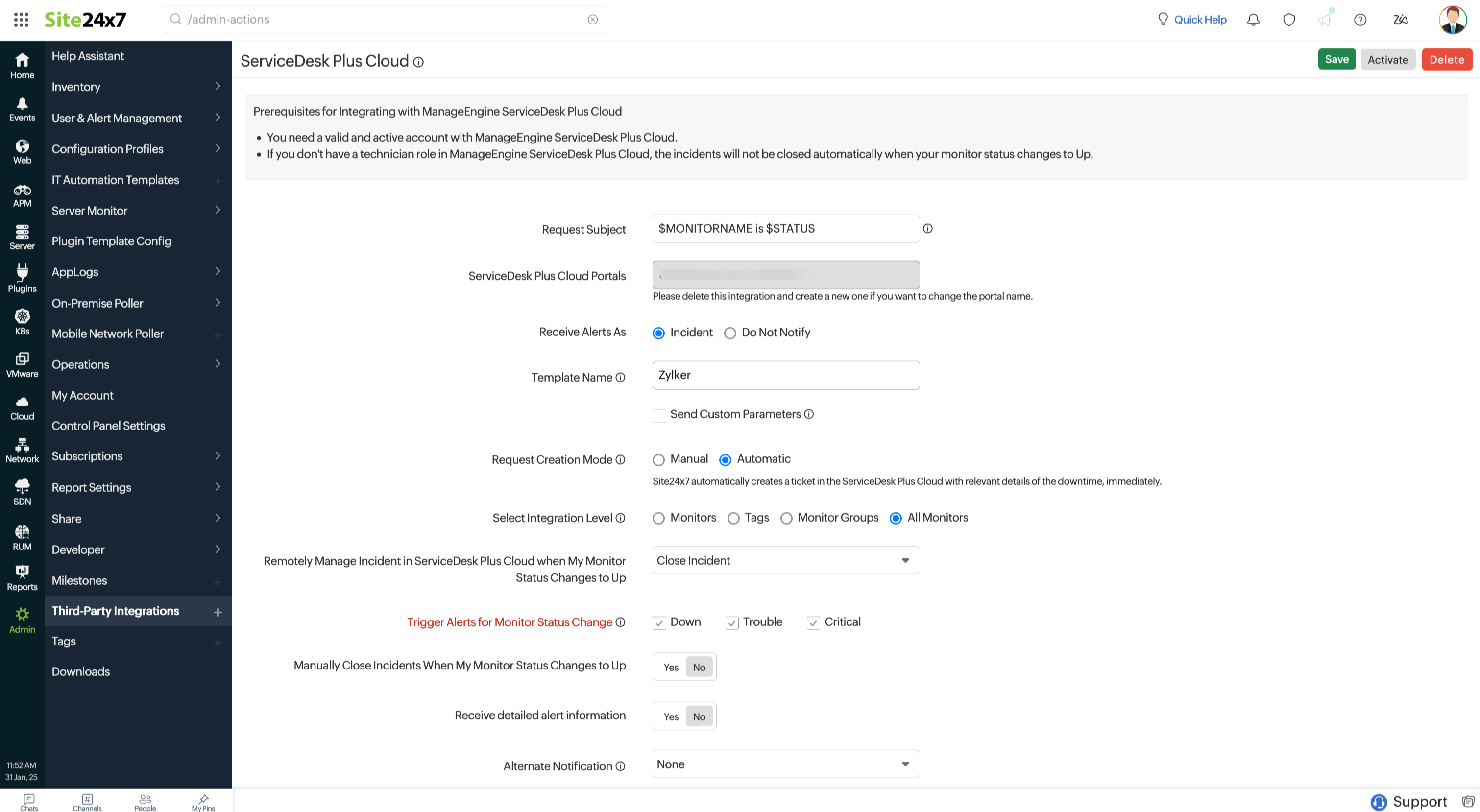 SDP Cloud Integration Procedure