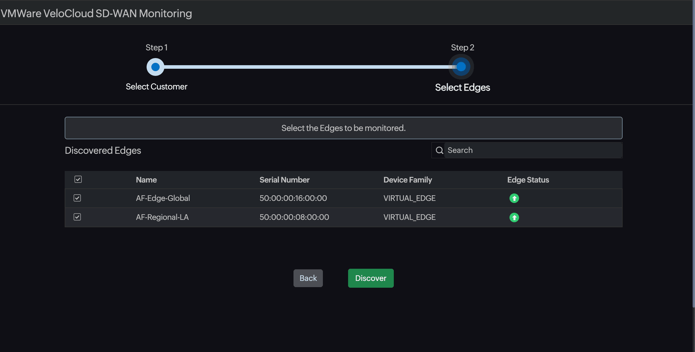 VMware SD-WAN discover edges