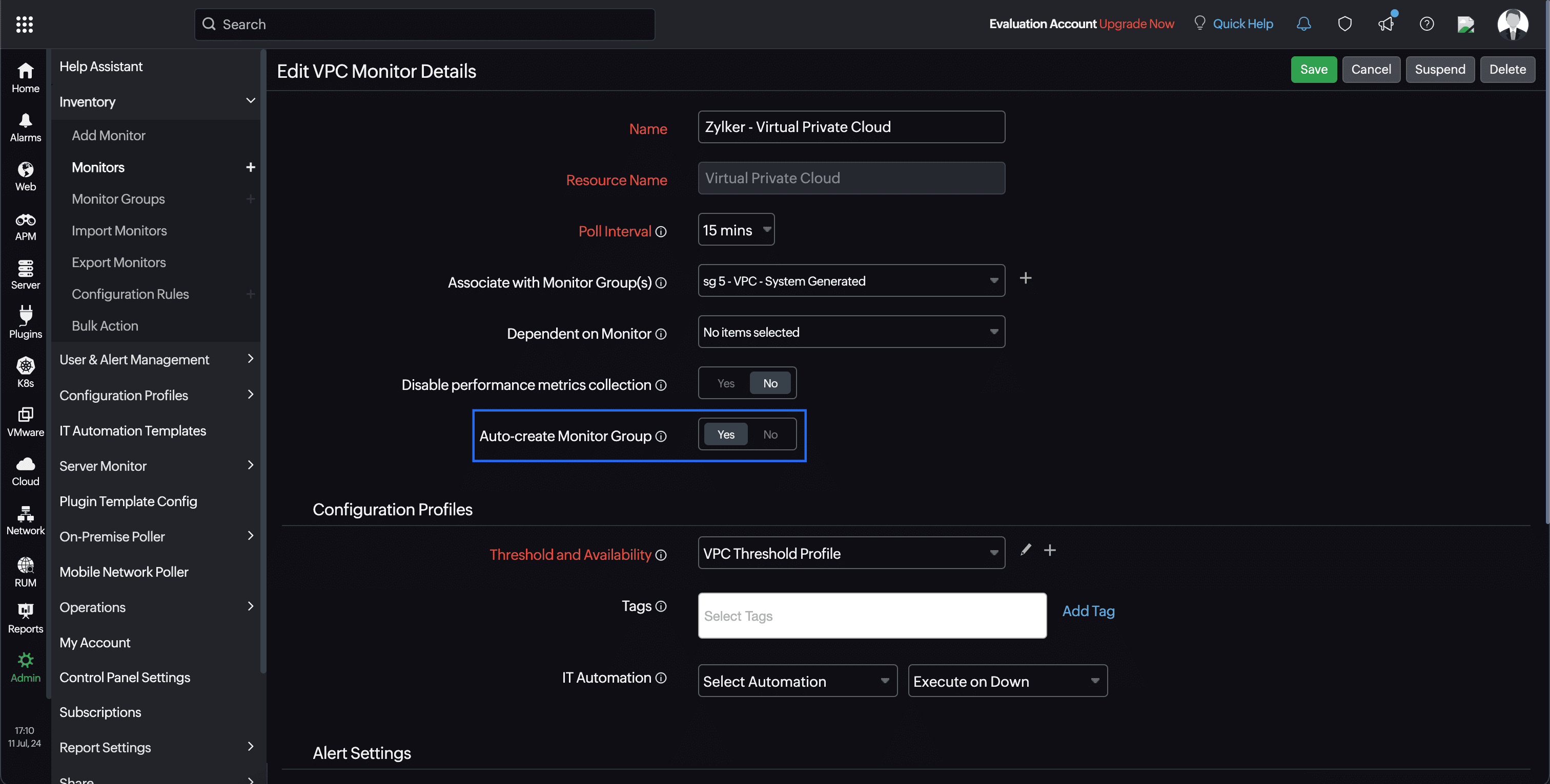 Auto-create monitor group